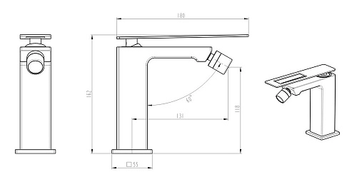 Смеситель для биде Boheme GoldRed 146-GR.2 Смеситель для биде Boheme GoldRed 146-GR.2