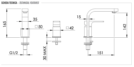 Смеситель для раковины Remer Absolute AU57VO, состаренная латунь