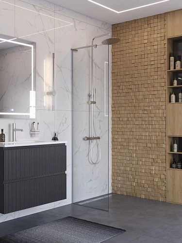 Душевая перегородка BelBagno UNO-L-1-TB-70-C-Cr 70 см, профиль хром, стекло прозрачное Душевая перегородка BelBagno UNO-L-1-TB-70-C-Cr 70 см, профиль хром, стекло прозрачное