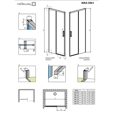 Душевая дверь Radaway Idea 387019-01-01R 150 см R