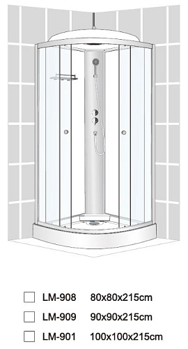 Душевая кабина Dto LM (LM909N) 90x90 см без крыши Душевая кабина Dto LM (LM909N) 90x90 см без крыши