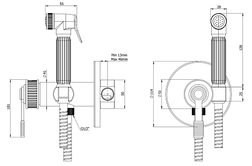 Гигиенический душ Remer Atelier AL65ZNO, черный матовый Гигиенический душ Remer Atelier AL65ZNO, черный матовый