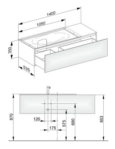 Тумба под раковину Keuco Edition 11 31163XX0100, 1400х350х535 мм Тумба под раковину Keuco Edition 11 31163XX0100, 1400х350х535 мм