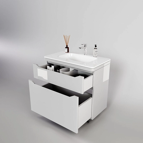 Тумба под раковину Style Line Марелла 90 Люкс антискрейтч белый глянец, PLUS напольная СС-00002417 Тумба под раковину Style Line Марелла 90 Люкс антискрейтч белый глянец, PLUS напольная СС-00002417