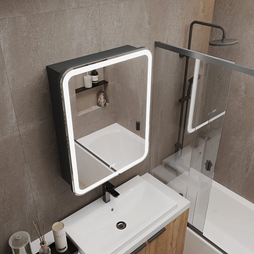 Зеркальный шкаф Silver mirrors ФИДЖИ-шкаф 60 с часами и сменой цветалевый LED-00002594 Зеркальный шкаф Silver mirrors ФИДЖИ-шкаф 60 с часами и сменой цветалевый LED-00002594