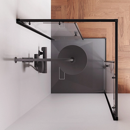 Душевой уголок AM.PM X-Joy W94G-403-8080-BT1K раздвижные двери 80x80 профиль черный матовый, стекло прозрачное