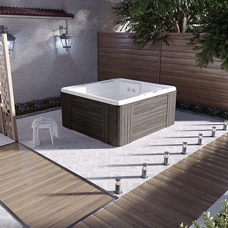 Мини бассейн Radomir г/а Цезарь Platinum 1-30-0-0-5-0501Б, белый, 1890х1740, рама-подставка, слив-перелив, 20 форсунок гидромассажа, система turbo-pool - 2 шт., СПА-контроллер, 15 форсунок аэромассажа, подсветка 1 лампа, система фильтрации, дезинфекции, п