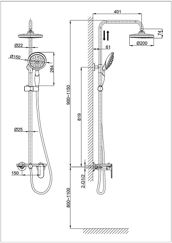 Душевая система D&K Durer Bayern DA1253701B06 Душевая система D&K Durer Bayern DA1253701B06