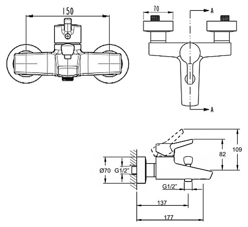 Смеситель для ванны Vitra Diona A40799EXP, хром Смеситель для ванны Vitra Diona A40799EXP, хром