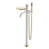 Смеситель для ванны Boheme STICK 129-WG напольный WHITE DIAMOND GOLD