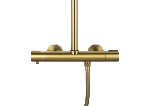 Душевая система Kaiser Serio с термостатом шлифованное золото 05577-3 Душевая система Kaiser Serio с термостатом шлифованное золото 05577-3