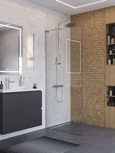 Душевая перегородка BelBagno UNO-L-1-TB-80-C-Cr 80 см, профиль хром, стекло прозрачное Душевая перегородка BelBagno UNO-L-1-TB-80-C-Cr 80 см, профиль хром, стекло прозрачное