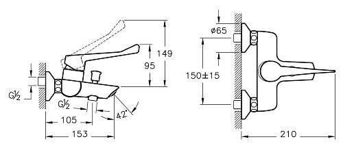 Смеситель для ванны Vitra Aquamed A42485EXP Смеситель для ванны Vitra Aquamed A42485EXP