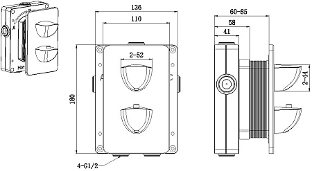 Смеситель для ванны Allen Brau Infinity 5.21216-00 (с внутренней частью, 2 выхода) хром