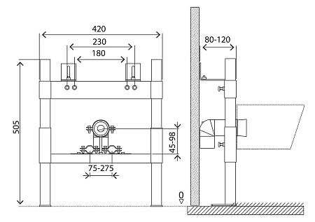 Инсталляция для биде BelBagno BD с крепежем BB024-BD