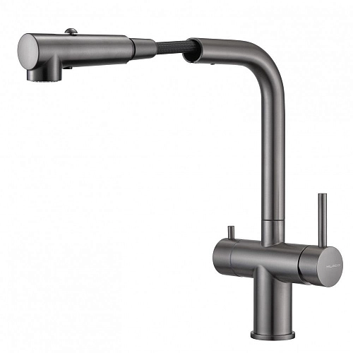 Смеситель для кухни Milacio Ultra 561 (MCU.561.GM) под фильтр, вороненая сталь с вытяжной лейкой Смеситель для кухни Milacio Ultra 561 (MCU.561.GM) под фильтр, вороненая сталь с вытяжной лейкой