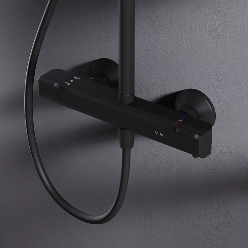 Душевая система AM.PM Func F078F422 с термостатом, черная Душевая система AM.PM Func F078F422 с термостатом, черная