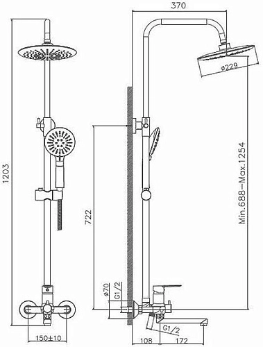Душевая система Haiba HB24557-8 Душевая система Haiba HB24557-8