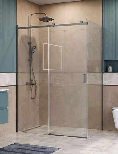 Душевой уголок BelBagno SOFT_CLOSE-2-AH-1-140/80-C-GM 140x80 см, профиль оружейная сталь, стекло прозрачное Душевой уголок BelBagno SOFT_CLOSE-2-AH-1-140/80-C-GM 140x80 см, профиль оружейная сталь, стекло прозрачное