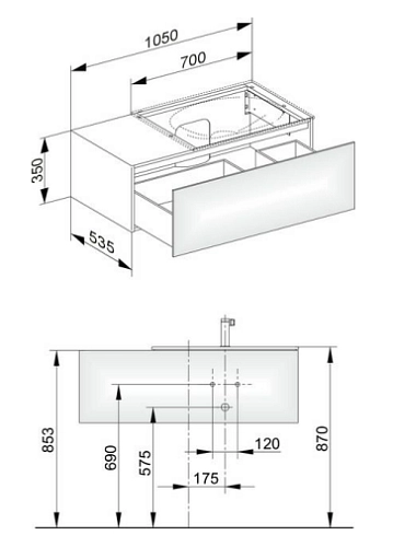 Тумба под раковину Keuco Edition 11 31154YY0100, 1050х350х535 мм Тумба под раковину Keuco Edition 11 31154YY0100, 1050х350х535 мм