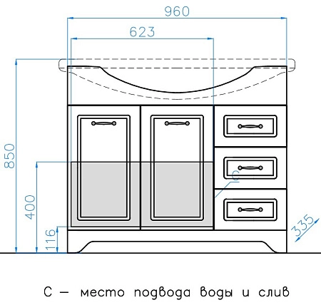 Тумба под раковину Style Line Олеандр-2 100 (3 ящ.) под раковину Эльбрус 100, Люкс белая ЛС-00000584 Тумба под раковину Style Line Олеандр-2 100 (3 ящ.) под раковину Эльбрус 100, Люкс белая ЛС-00000584