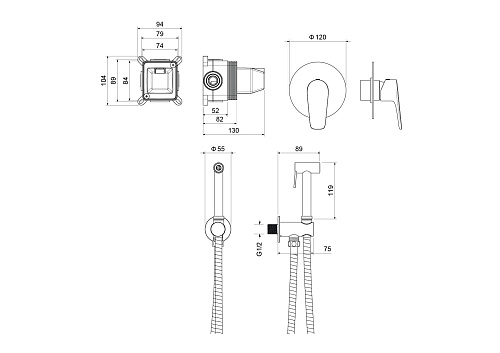 Гигиенический душ Aquatek Бетта AQ1119BGM черный хром шлифованный, встраиваемый Гигиенический душ Aquatek Бетта AQ1119BGM черный хром шлифованный, встраиваемый
