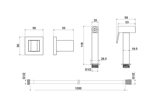 Гигиеническая лейка Aquatek AQ2053MB Черный матовый Гигиеническая лейка Aquatek AQ2053MB Черный матовый