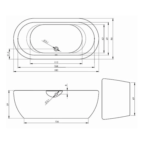 Акриловая ванна Riho Dua BD0100500000000 180x86 белая панель Акриловая ванна Riho Dua BD0100500000000 180x86 белая панель