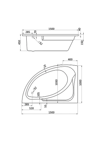 Акриловая ванна Santek Гоа 150х100 левосторонняя 1.WH11.2.033 Акриловая ванна Santek Гоа 150х100 левосторонняя 1.WH11.2.033