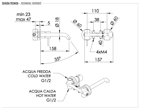 Смеситель для раковины Remer X Style X15PVO, состаренная латунь