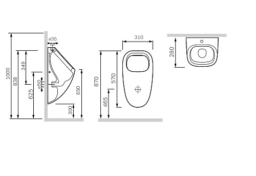 Писсуар AM.PM Spirit V2.0 C707006WP внешний подвод воды с декором Писсуар AM.PM Spirit V2.0 C707006WP внешний подвод воды с декором