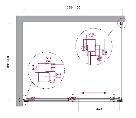 Душевой уголок BelBagno LUCE-AH-1-110/90-C-Cr