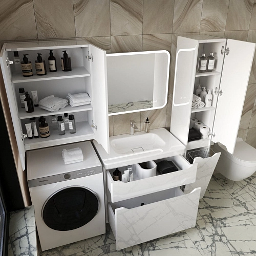 Тумба под раковину Style Line Марелла 80 Люкс антискрейтч белый глянец, PLUS напольная СС-00002402 Тумба под раковину Style Line Марелла 80 Люкс антискрейтч белый глянец, PLUS напольная СС-00002402