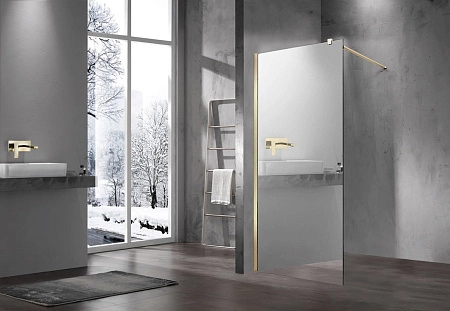 Душевая перегородка Vincea Walk-In VSW-1H900MRG, 900x2000, матовый золотой, стекло зеркальное