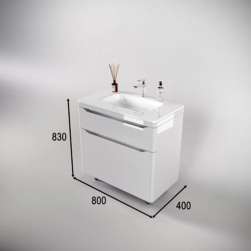 Тумба под раковину Style Line Марелла 80 Люкс антискрейтч белый глянец, PLUS напольная СС-00002402 Тумба под раковину Style Line Марелла 80 Люкс антискрейтч белый глянец, PLUS напольная СС-00002402