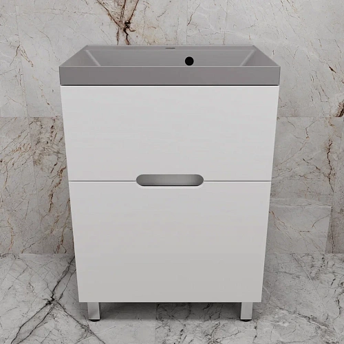 Тумба под раковину Style Line Матис 60 см ЛС-00002441 напольная, белый матовый Тумба под раковину Style Line Матис 60 см ЛС-00002441 напольная, белый матовый