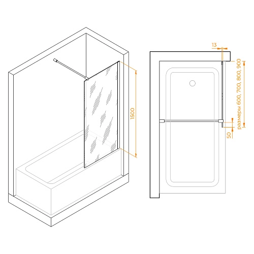 Шторка на ванну RGW Screens SC-051B 600 мм Easy Clean черный Шторка на ванну RGW Screens SC-051B 600 мм Easy Clean черный