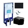Комплект унитаза Aquatek МИЯ SET Aquatek МИЯ-MB-017 4в1 черный матовый с инсталляцией Standard INS-0000020, крепежом KKI-0000002, клавишей смыва KDI-0000017 и сиденьем микролифт