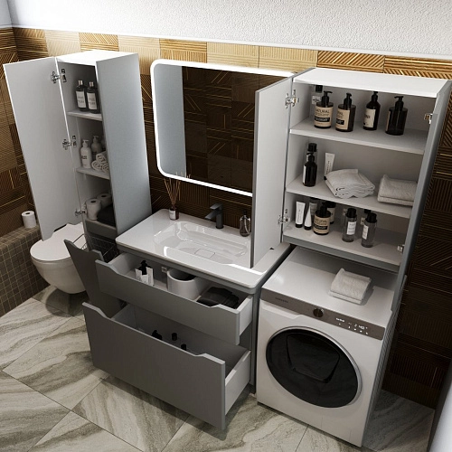 Тумба под раковину Style Line Марелла 90 Люкс антискрейтч серый, PLUS напольная СС-00002418 Тумба под раковину Style Line Марелла 90 Люкс антискрейтч серый, PLUS напольная СС-00002418