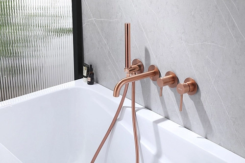 Смеситель для ванны ABBER Wasser Kreis AF8130MRG скрытого монтажа, розовое золото матовое Смеситель для ванны ABBER Wasser Kreis AF8130MRG скрытого монтажа, розовое золото матовое