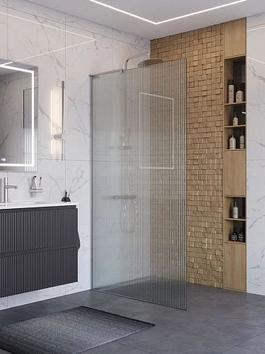 Душевая перегородка BelBagno UNO-L-1-TB-100-FL-Cr 100 см, профиль хром, стекло рифленая Душевая перегородка BelBagno UNO-L-1-TB-100-FL-Cr 100 см, профиль хром, стекло рифленая