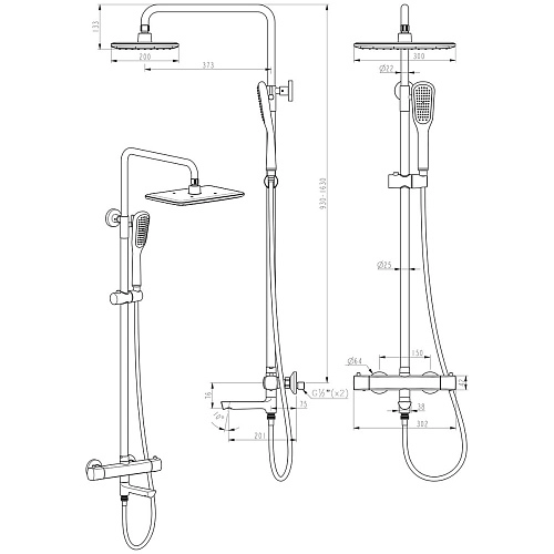 Душевая система Lemark Ursus LM7272BL термостатическая с регулируемой высотой штанги, черный матовый Душевая система Lemark Ursus LM7272BL термостатическая с регулируемой высотой штанги, черный матовый