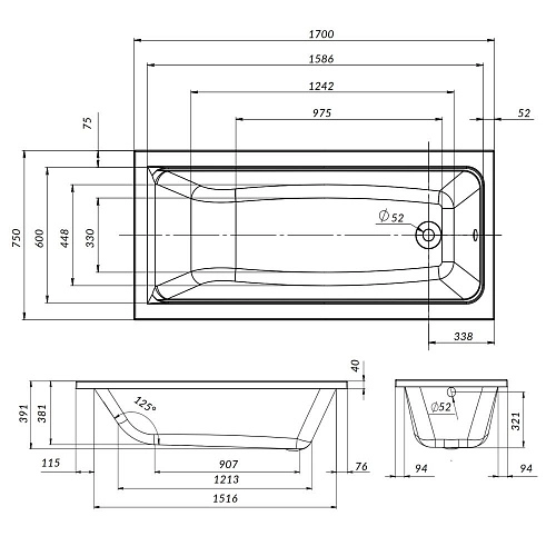 Каркас для ванны AM.PM Gem W90A-170-075W-R 170х75 Каркас для ванны AM.PM Gem W90A-170-075W-R 170х75