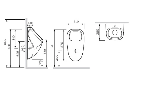 Писсуар AM.PM Spirit V2.0 C707006WH с внешним подводом воды Писсуар AM.PM Spirit V2.0 C707006WH с внешним подводом воды