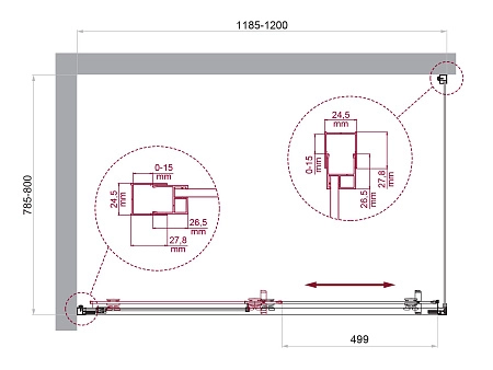 Душевой уголок BelBagno LUCE-AH-1-120/80-C-Cr