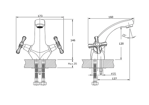 Смеситель для раковины Rush Bianki BI7650-11 хром Смеситель для раковины Rush Bianki BI7650-11 хром