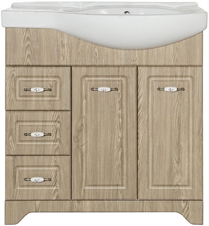 Тумба под раковину Style Line Олеандр-2 82 (3 ящ.) под раковину Коралл 82 левый, Люкс, карпатская ел ЛС-000010028 Тумба под раковину Style Line Олеандр-2 82 (3 ящ.) под раковину Коралл 82 левый, Люкс, карпатская ел ЛС-000010028