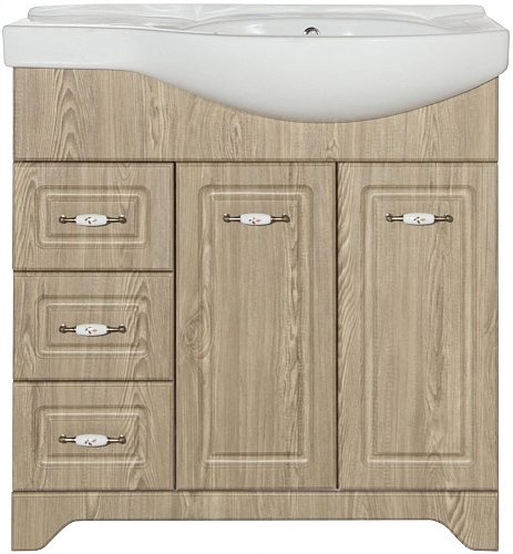 Тумба под раковину Style Line Олеандр-2 82 (3 ящ.) под раковину Коралл 82 левый, Люкс, карпатская ел ЛС-000010028 Тумба под раковину Style Line Олеандр-2 82 (3 ящ.) под раковину Коралл 82 левый, Люкс, карпатская ел ЛС-000010028