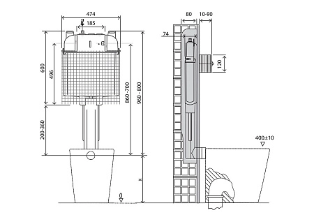 Бачок скрытого монтажа BelBagno CS BB025-CS
