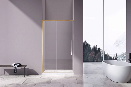 Душевая дверь Vincea Slim-N VDS-4SN130CLG, 1300, брашированное золото, стекло прозрачное
